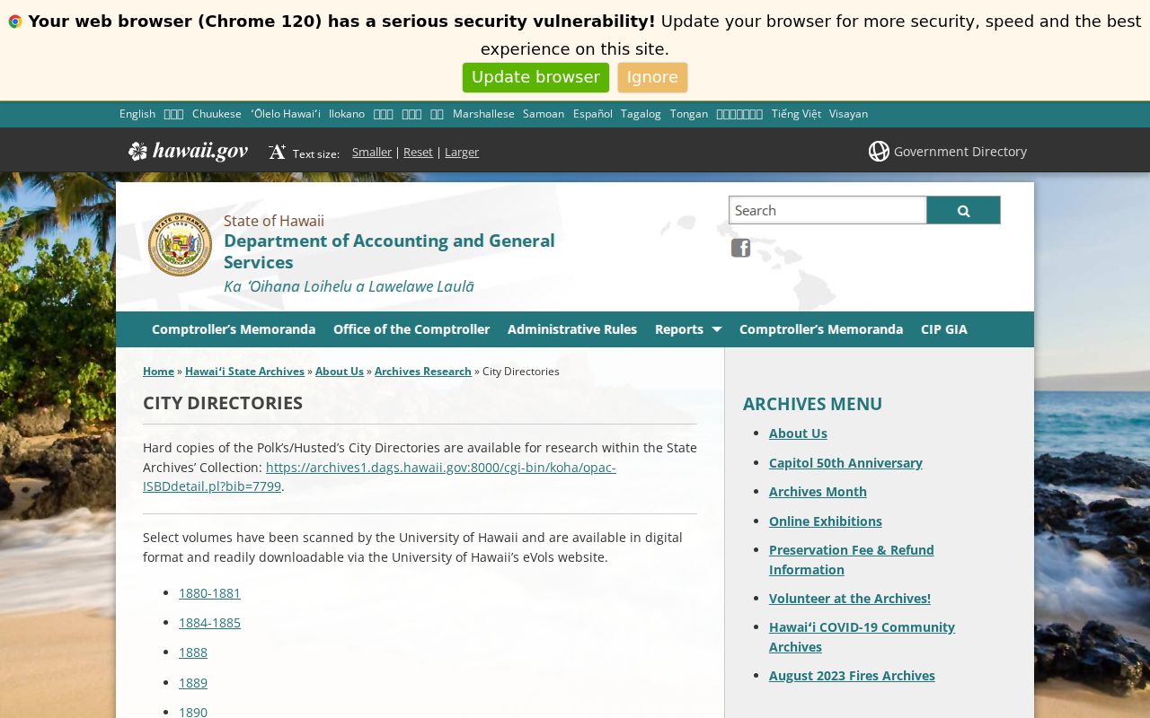 Honolulu residents directory archive holdings