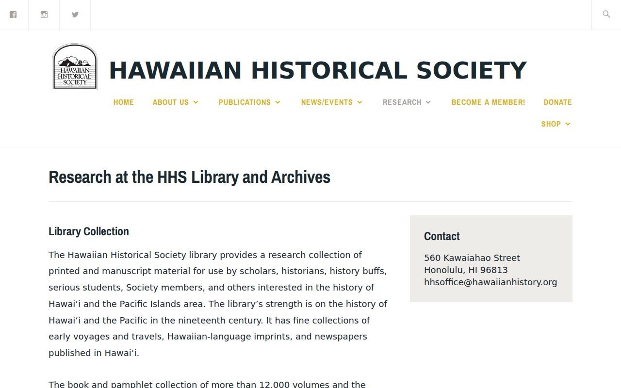 Hawaiian Historical Society research collections for historic Honolulu neighbors