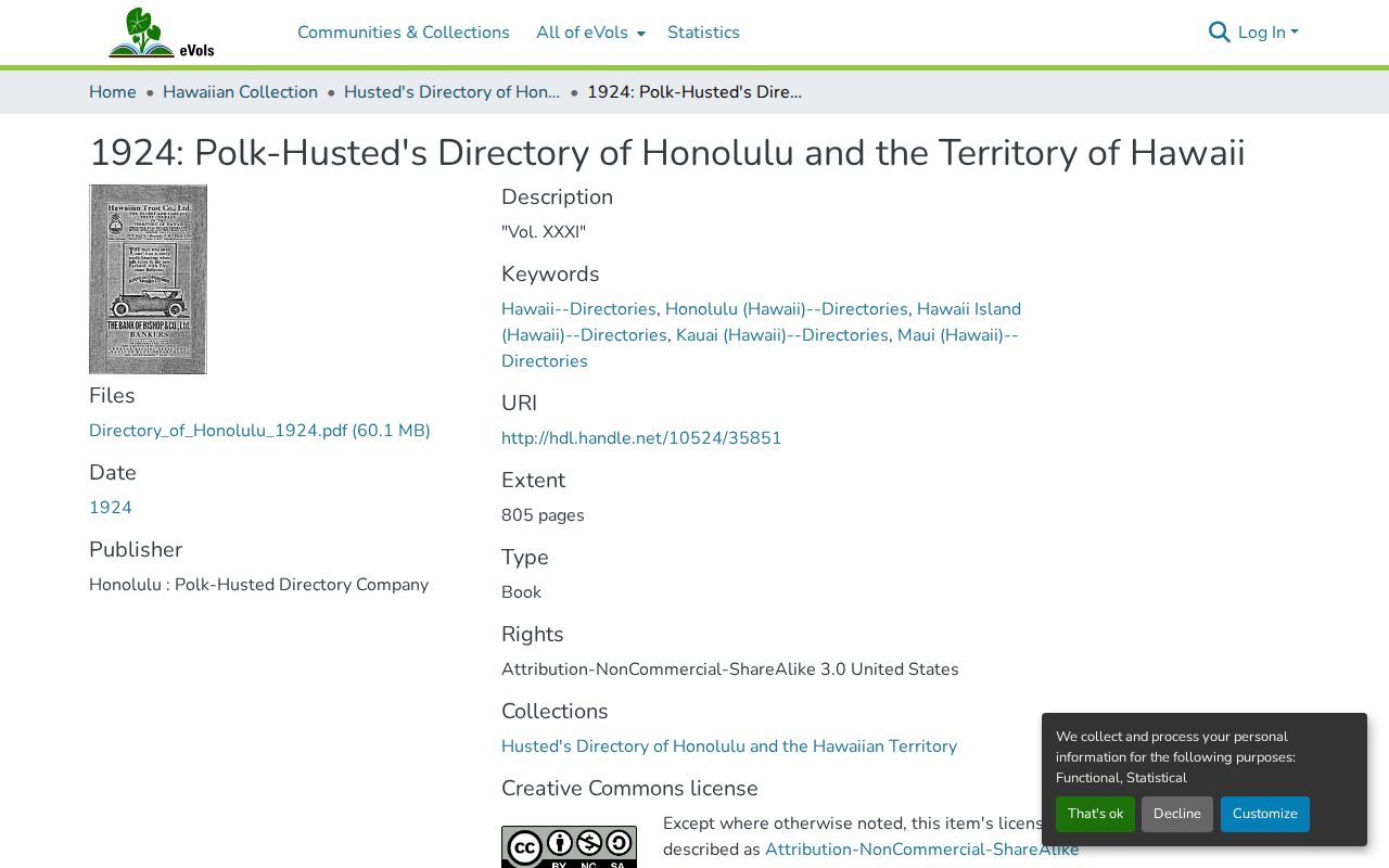 Digitized 1924 Honolulu directory with scan navigation controls