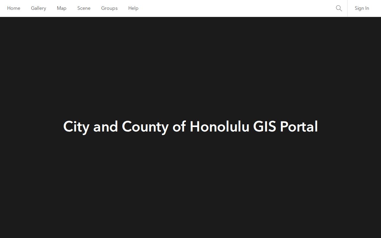HoLIS ArcGIS portal with Honolulu County parcel and zoning map groups