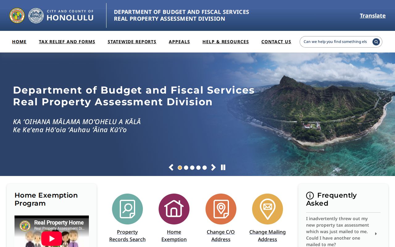 Honolulu County RPAD property search showing address and TMK inputs without a ZIP filter